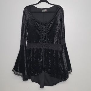 Lip Service Black Velvet and Lace Tie up Top